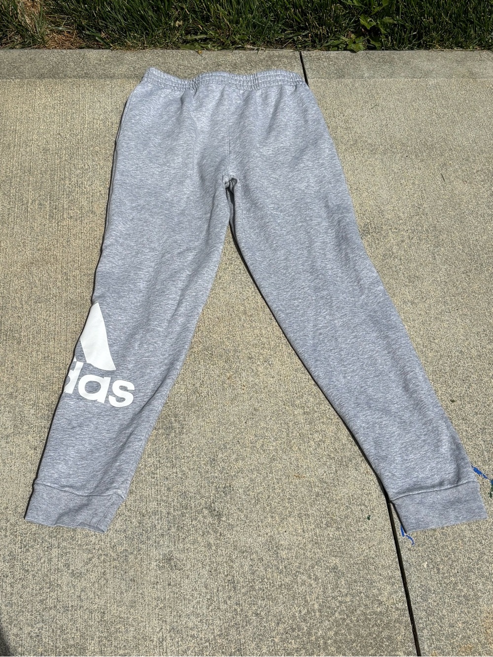 adidas Youth Grey Sweatpants with White Trefoil Logo